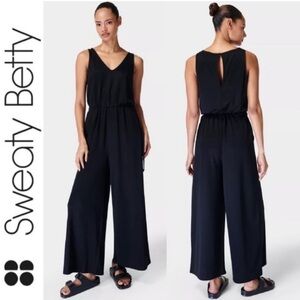 Sweaty Betty Cruise Wide Leg Jumpsuit Black Activewear Casual Women’s